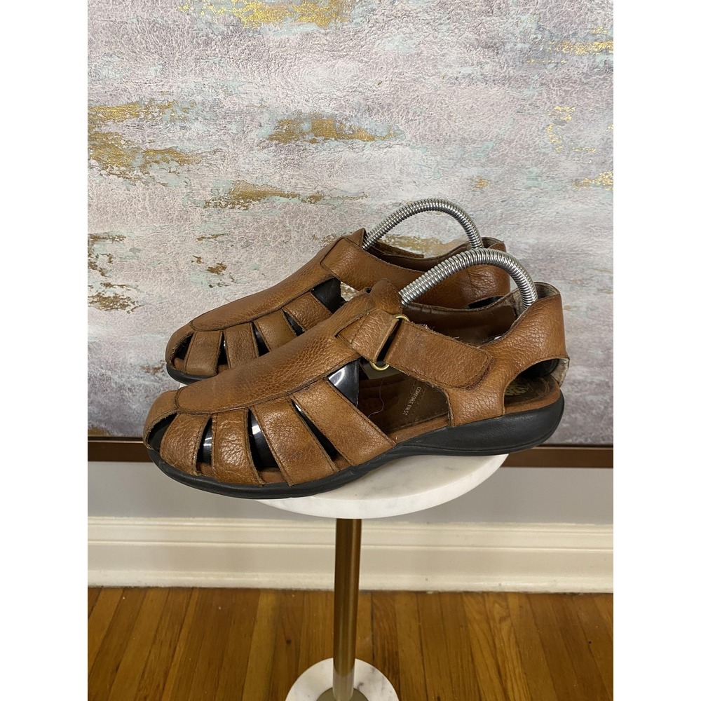 Earth Shoe Astrid Sandals Shoes Womens Size 9 Brown Leather Fisherman Wedge